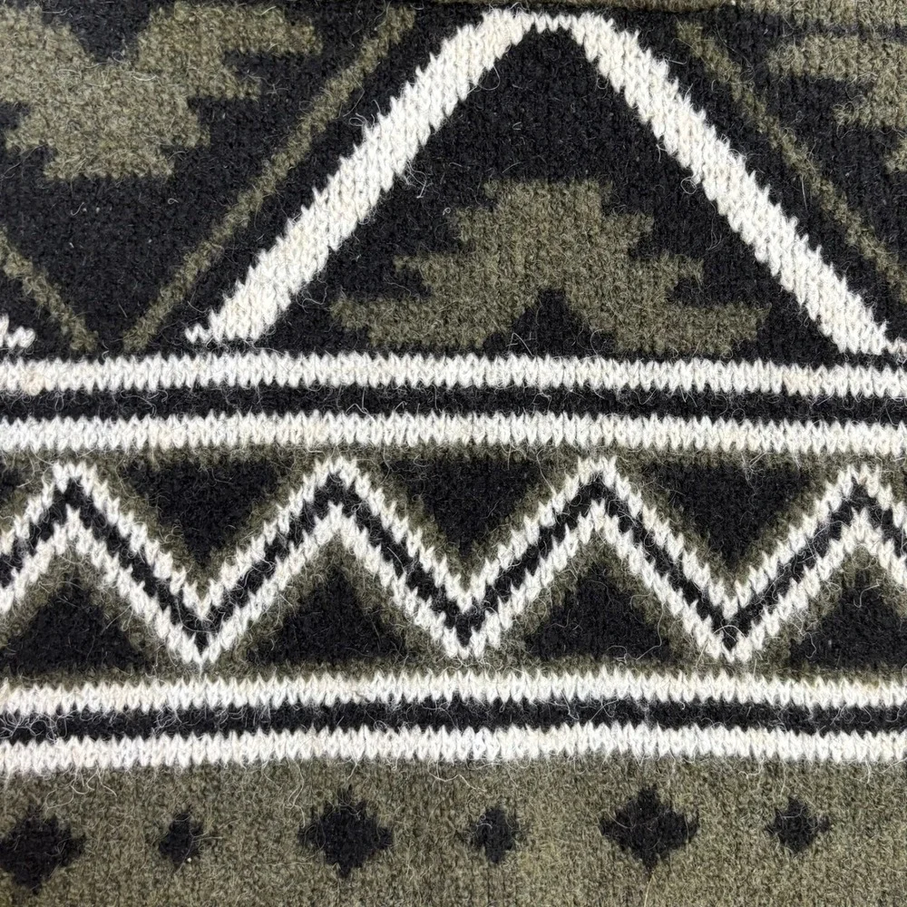 Frye XL Olive Green Boho Southwestern Tribal Geometric Open Duster Cardigan - Picture 4 of 10